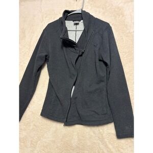 Puma Women's Charcoal Grey Zip Front Mock Neck Jacket Medium M Athletic